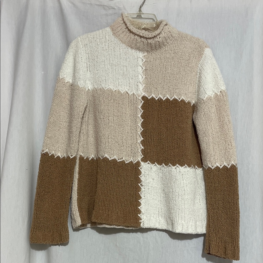 Designers Studio Originals women’s elegant
 Patchwork Turtleneck Sweater small